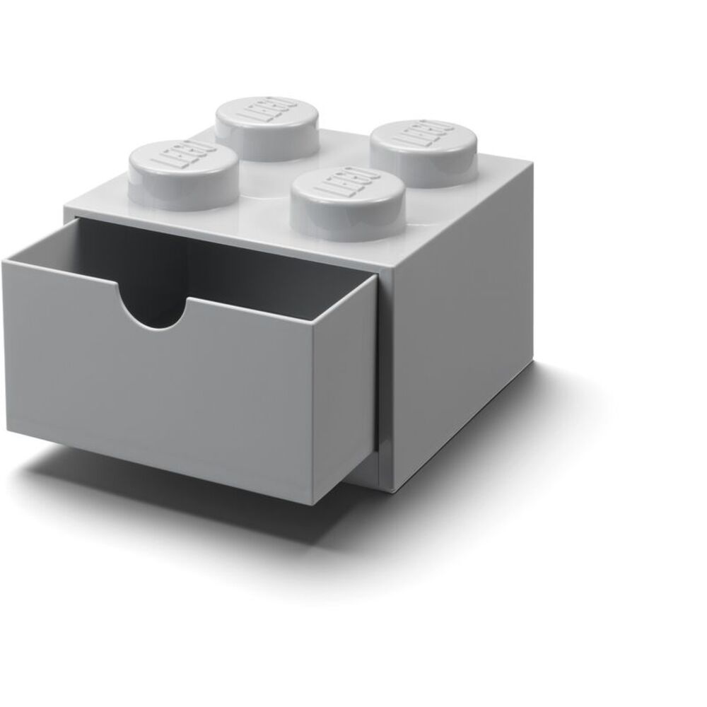 LEGO Stackable Storage: Desk Drawer with 4 Knobs, Grey COLLECTIBLES